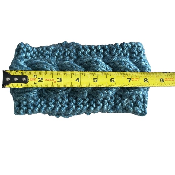 Hand-Knit Blue Headband - Picture 2 of 4